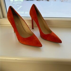 Ivanka Trump Vibrant Orange Suede Heels